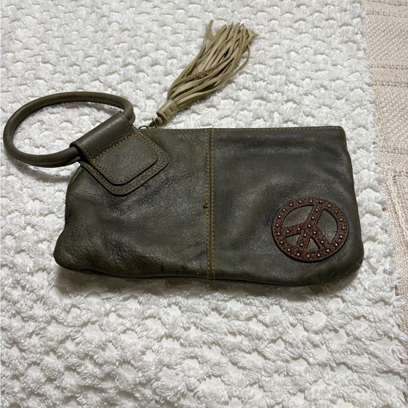 HOBO Handbags - Hobo Rare Olive Green Leather Wristlet with Peace Sign